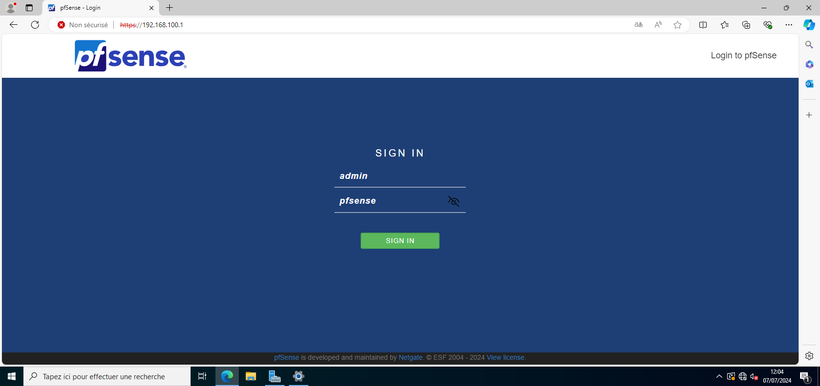 Connexion_pfsense